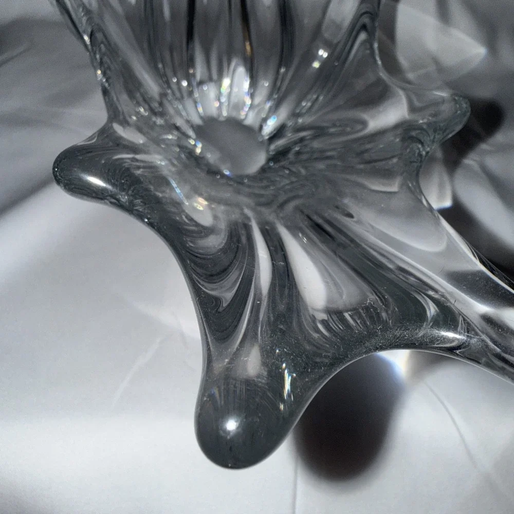 Daum France Sculptural Centerpiece Crystal Vase Signed